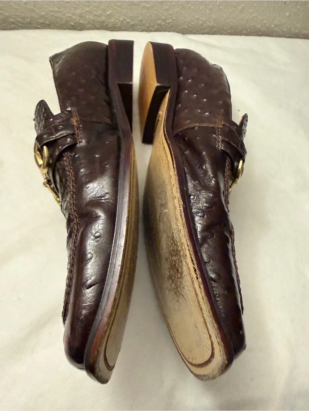Giorgio Brutini Dark Brown Croc-Embossed snake Leather Bit Loafers,pre-owned